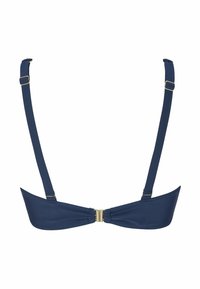 Navyblauw beha met een gladde textuur, verstelbare bandjes en hardware in gouden tint. Beschikt over een gevormde pasvorm en geraffineerde details in het midden.