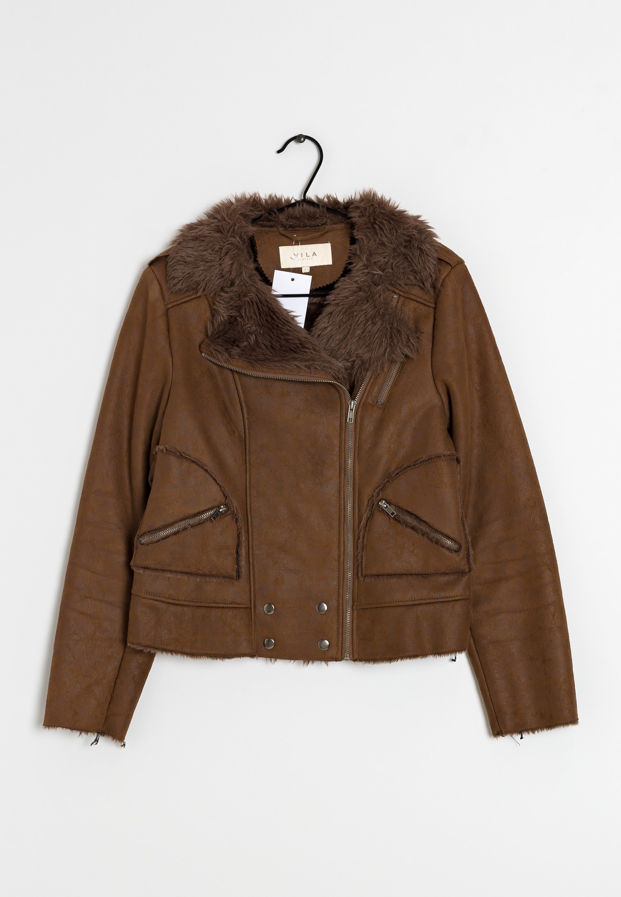 VILA Lederjacke brown/braun (Pre-owned) Zalando