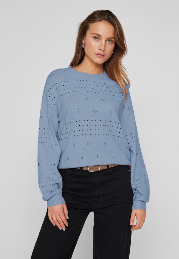 VIRIL O-NECK POINTELLE  - Strickpullover - blau