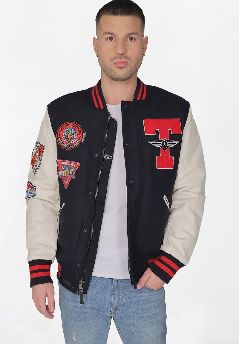 TOP GUN Kunstlederjacke - navy cream