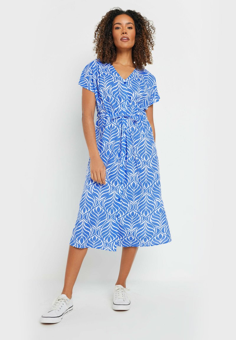 M&Co LEAF PRINT TIE WAIST - Abito a camicia - blue