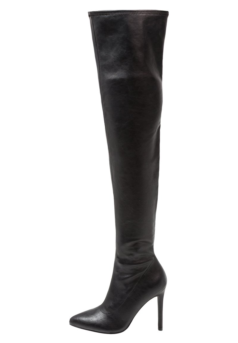Bottes Cuisses Noires En Simili Daim à Talons Hauts - Taille 7 (US) - Occasion