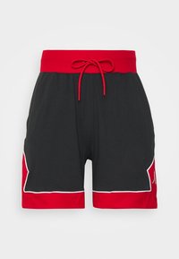 Pantalones cortos negros con una cinturilla acanalada roja y cordón ajustable. Presentan paneles laterales rojos contorneados en blanco. Están hechos de una tela suave y ligera.
