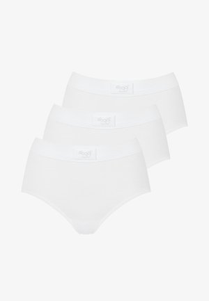 Hvide bomuldsboxershorts i en pakke med tre, der har en glat tekstur, elastisk talje og broderet logo på fronten.