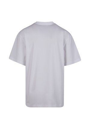 Tricou alb simplu cu mâneci scurte și guler rotund, prezentat din spate pe un fundal alb.