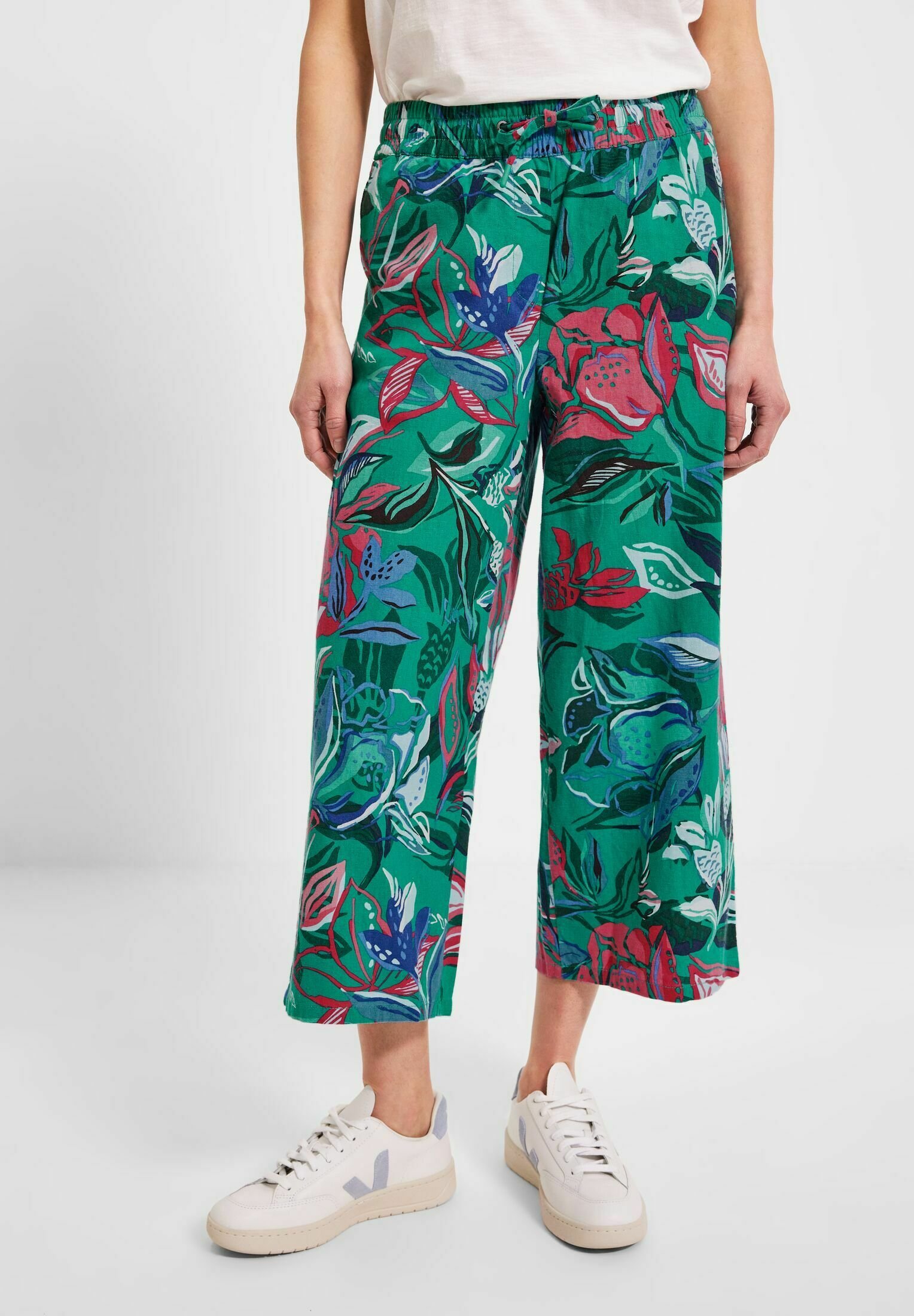 CECIL Damen 7/8 Leinenhose 'Neele' – Lässige Culotte Mit Streifen, Hoher Taille & Gummibund Für Den Sommer