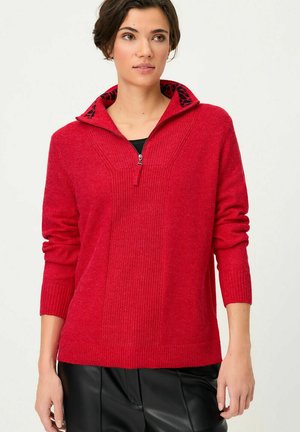 PULLOVER MIT TROYERKRAGEN - Trui - rot
