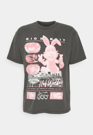 Print T-shirt - mottled black