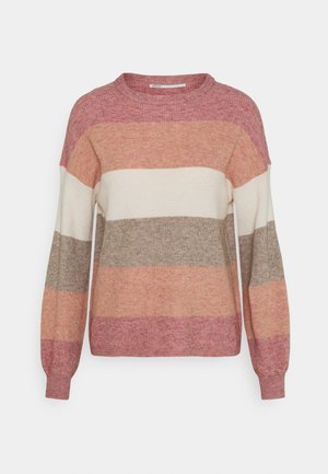 ONLY ONLATIA STRIPE - Jumper - dusty rose/misty rose/birch/beige