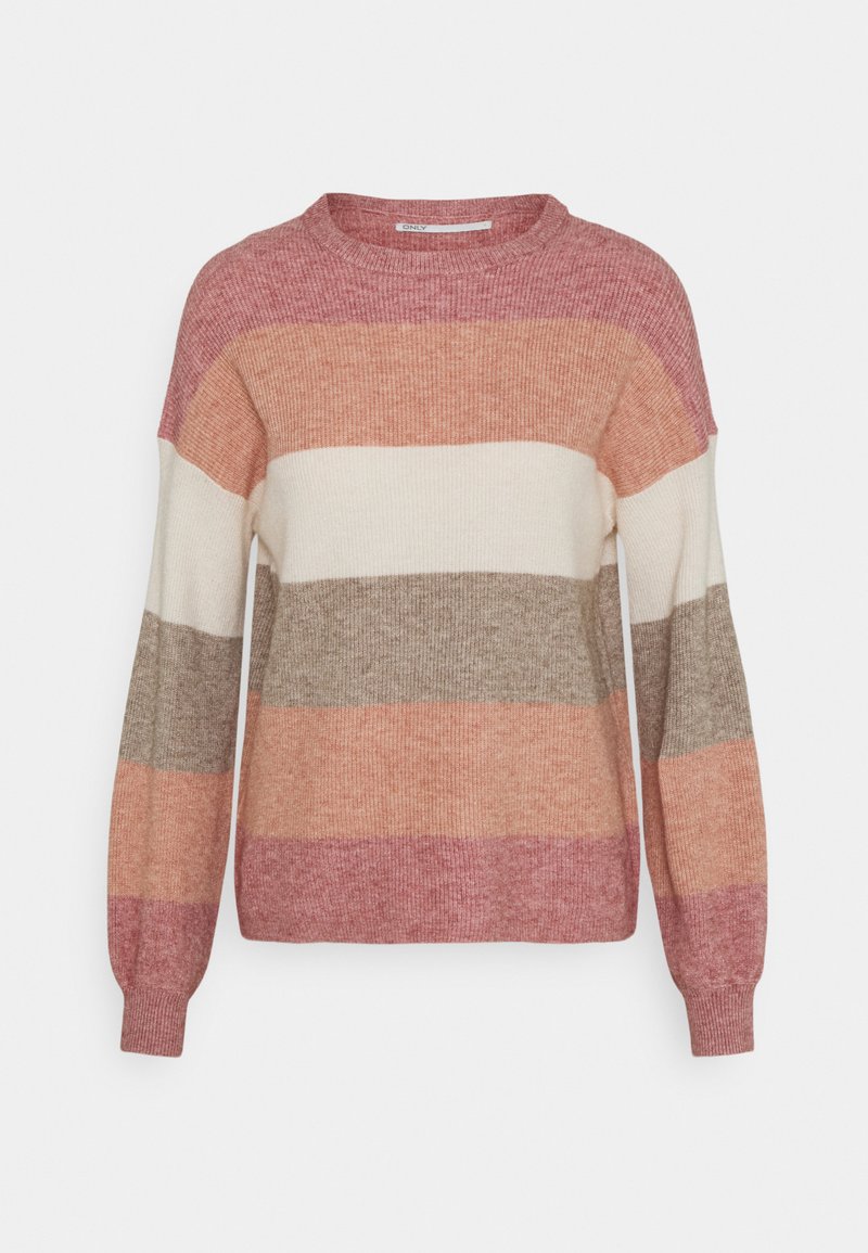 ONLY ONLATIA STRIPE - Pullover - dusty rose/misty rose/birch/beige