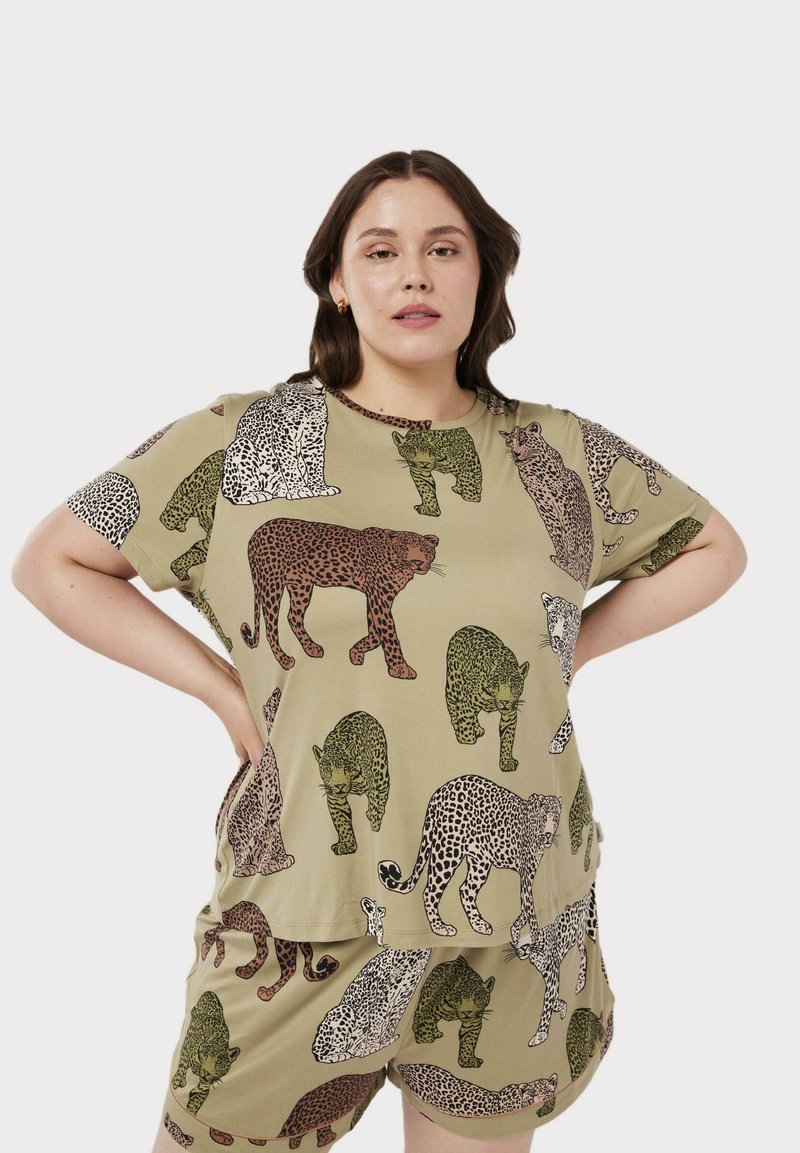 DQSSYTTX Pigiama Da Donna In Raso Con Stampa Leopardo Nero – Set Camicia E Pantaloncini - 4