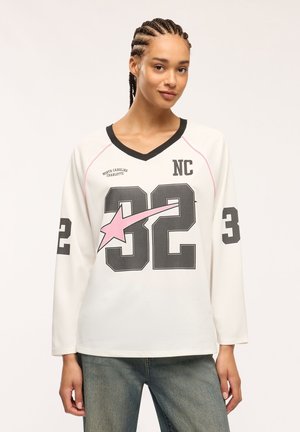 Terranova, T-SHIRT A RETE AMPIA CON STAMPA COLLEGE - Maglietta a manica lunga - bianco lana