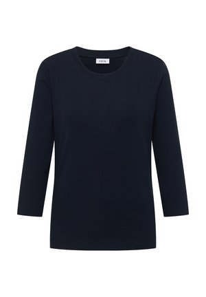 Maglietta a maniche lunghe blu navy in cotone costellato, con scollo rotondo e vestibilità regolare. L'etichetta riporta la scritta "CECI."