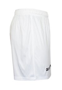 Pantaloni scurți atletici albaștri, realizați dintr-un material ușor, având un tiv elastic și un mic logo negru în colțul stâng jos.