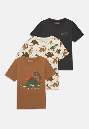 3 PACK - Μπλουζάκι με στάμπα - black/brown