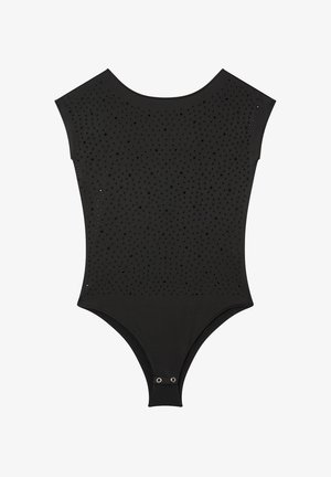 Terranova, WITH RHINESTONES AND A DEEP BACK NECKLINE - T-shirt con stampa - nero