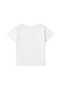 Witte katoenen t-shirt met korte mouwen en een ronde halslijn, met een gladde textuur en een eenvoudige achterkant zonder prints of versieringen.