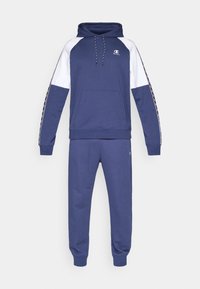 SPORTS INSPIRED INTERLOCK HOODIE WITH TAPE DETAILING SET - Treningas - dark blue