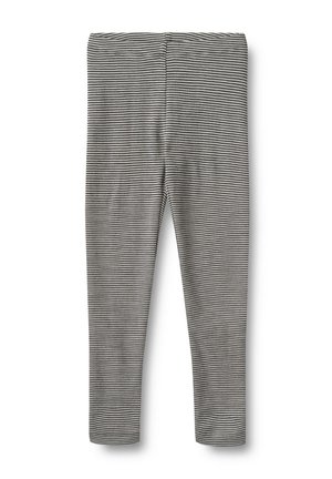 Leggings rayés noir et blanc, présentant un design en tissu extensible et une silhouette ajustée, texture lisse et taille élastique.