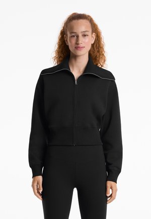 OYSHO COTTON BLEND HIGH COLLAR - Cardigan - black