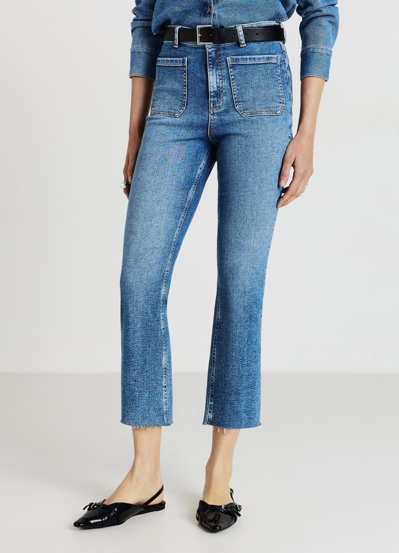Calliope CROPPED FLARE - Jeans a sigaretta - blu denim medio