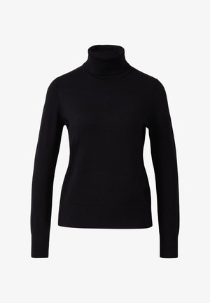 Maglione a collo alto in morbido tessuto a maglia. Presenta maniche lunghe e una silhouette aderente, con dettagli a coste sul collo e sui polsini.