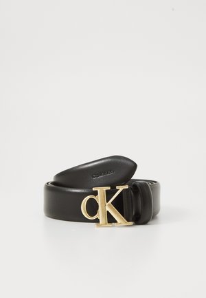 LOGO BUCKLE - Cintura - black/antique light gold-coloured