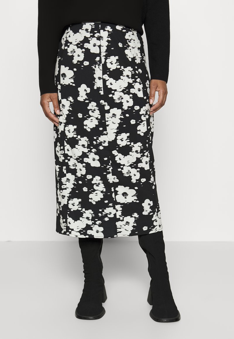 Pieces Petite PCJOSEPHINE MIDI SLIT SKIRT - Pencil φούστα - birch/black