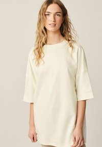 Next OVERSIZED LONGLINE - REGULAR FIT - Marškinėliai su spaudiniu - ecru white