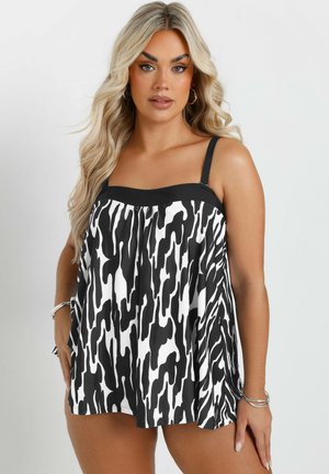 Yours Clothing ABSTRACT PRINT TANKINI - Bikinitop - black