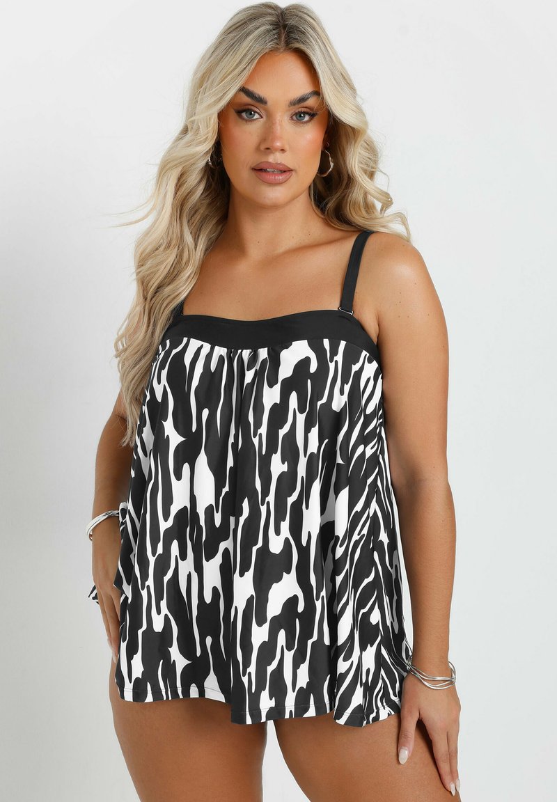 Yours Clothing ABSTRACT PRINT TANKINI - Bikiniyläosa - black