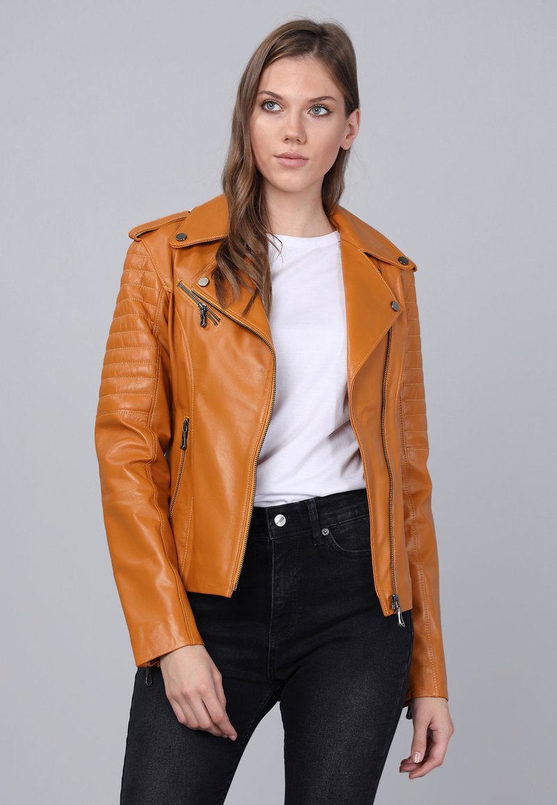 Damen Leichte Jacken | Basics and More Lederjacke camel - VO43337 Damen Leichte Jacken | Basics and More Lederjacke camel - VO43337