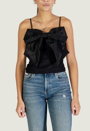 GINIE RHINESTONE BOW STRAP - Top - black