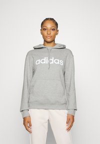 adidas Sportswear - ESSENTIALS LINEAR - Mikina s kapucí - medium grey heather/white Miniatura obrázku 1