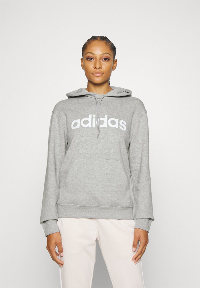 adidas Sportswear - ESSENTIALS LINEAR - Mikina s kapucí - medium grey heather/white, Zvětšit