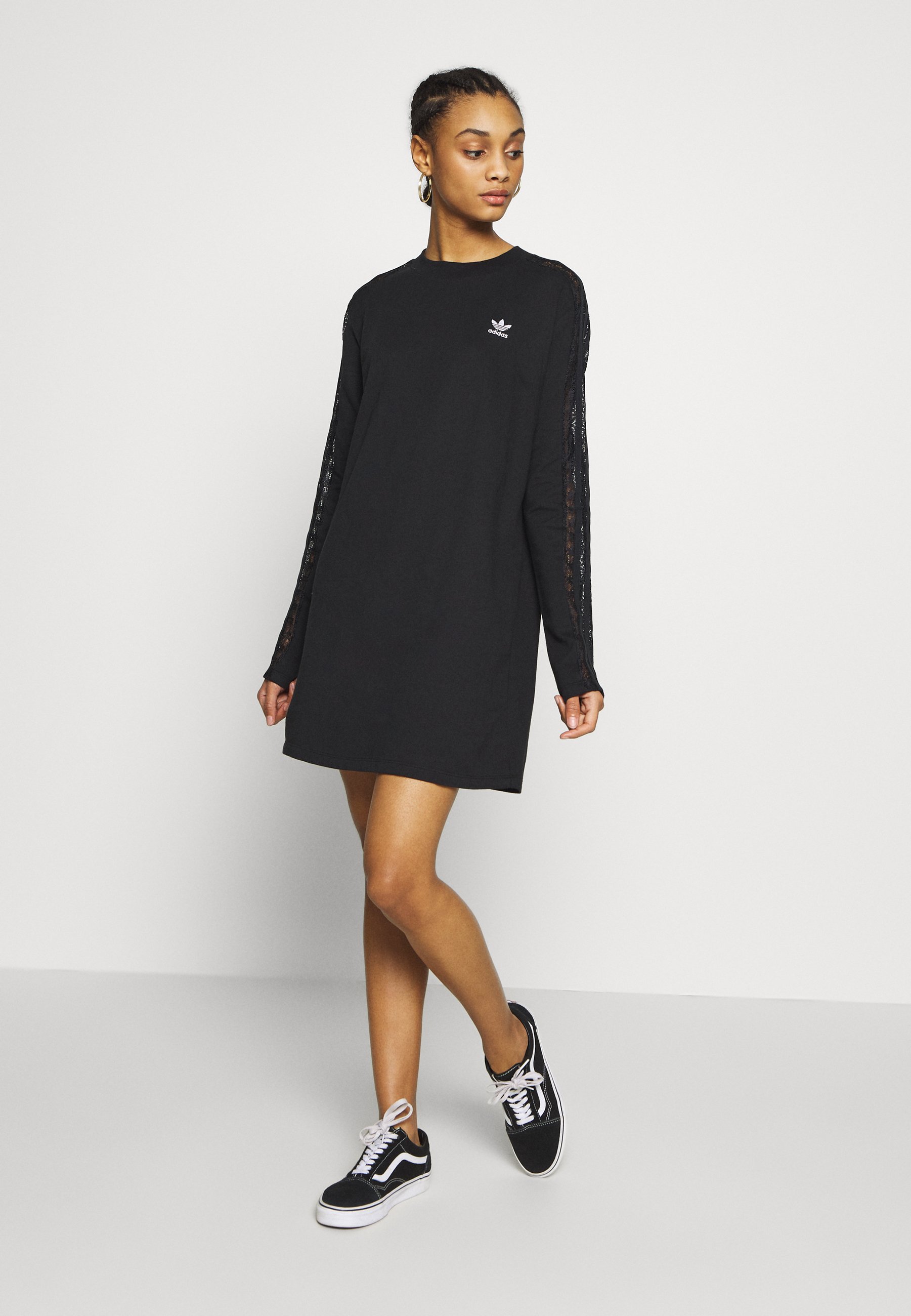 adidas Originals BELLISTA TREFOIL LONGSLEEVE LACE DRESS adidas Originals BELLISTA TREFOIL LONGSLEEVE LACE DRESS - Jerseykjole - black