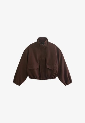New Look Curves, FUNNEL NECK BUBBLE SHORT - Chaqueta fina - dark brown