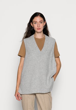 V-NECK full stitch - Top - light silver melange