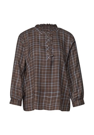 Street One, LONG-SLEEVE BLOUSE WITH RUFFLE DETAILS - Blouse - silk brown