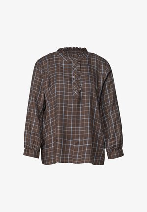 Street One, LONG-SLEEVE BLOUSE WITH RUFFLE DETAILS - Blouse - silk brown