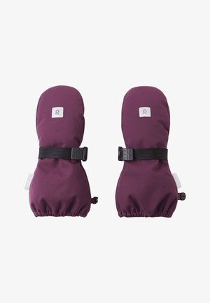 Paarse geïsoleerde wanten met zwarte verstelbare banden. Zachte stof en elastische manchetten voor een goede pasvorm. Logopatch op het voorpaneel.