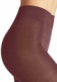 Bordeaux pantyhoes met een gladde, transparante textuur en een hoge tailleband, ontworpen voor een comfortabele pasvorm en een gestroomlijnd silhouette.
