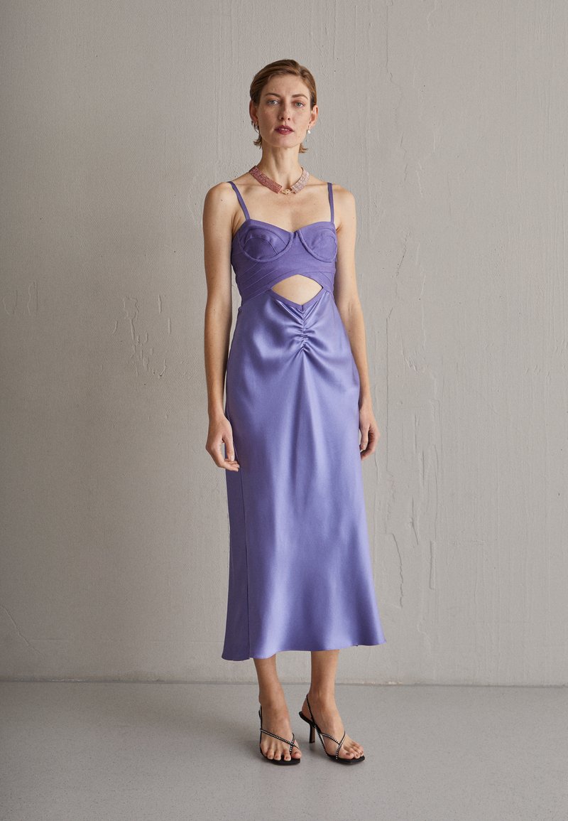 Hervé Léger LAW ROACH BUSTIER BANDAGE DRESS WITH BIAS SKIRT
