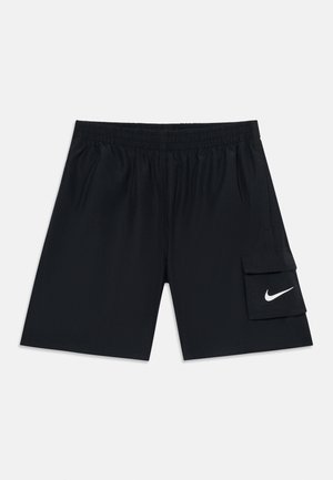 Pantaloncini atletici neri con fascia elastica in vita e tasca laterale con logo Nike bianco a forma di swoosh sulla patta.