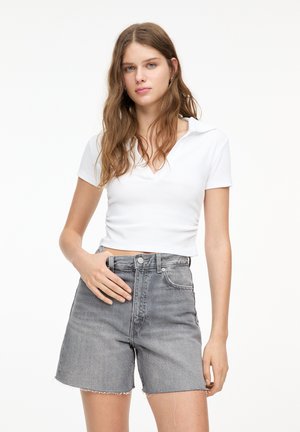 HIGH WAIST  - Denim shorts - grey