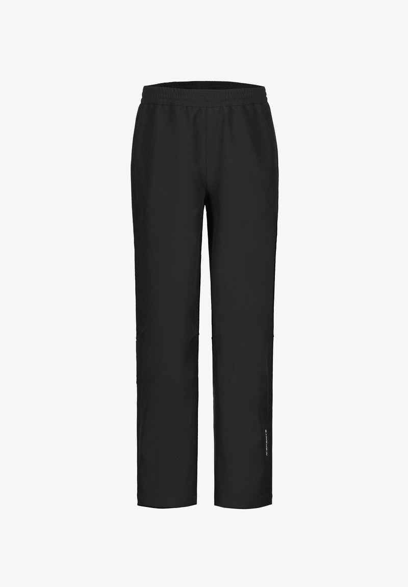 Černé sportovní kalhoty s elastickým pasem a rovnými nohavicemi. Vyrobené z lehkého materiálu, s malým logem na spodní části nohavic.