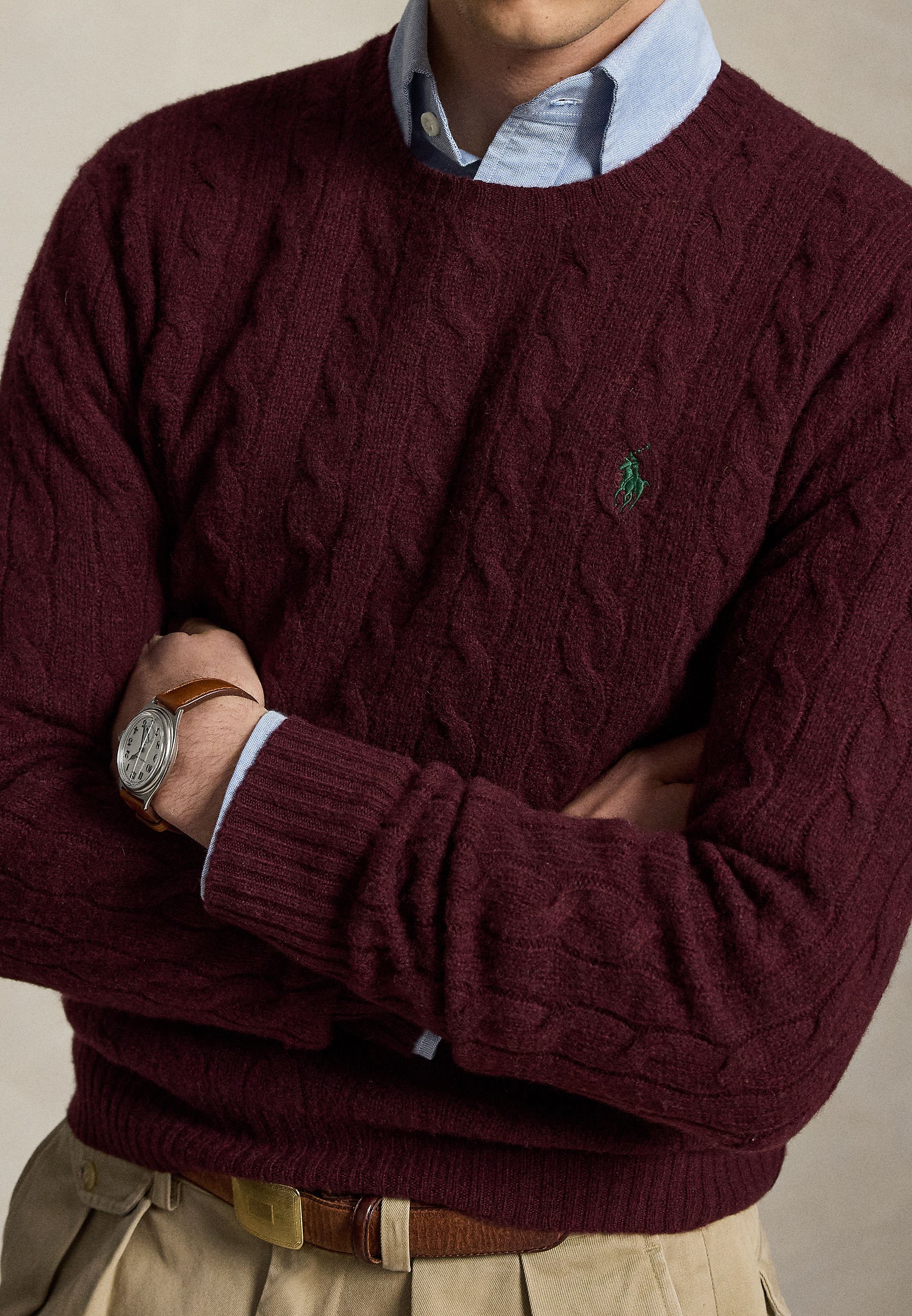 Polo Ralph Lauren CABLE-KNIT WOOL-CASHMERE SWEATER - Jumper - aged