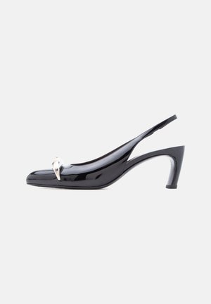 Tory Burch PIERCED XL SLINGBACK - Pumps - perfect black/silver-coloured