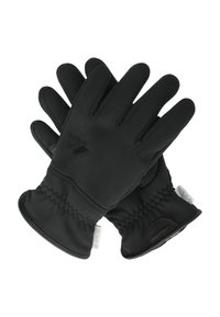 Svart termohandskar med vattentätt yttre, texturerade grepphandflator och elastiska manschetter för en tät passform. Lättvikts- och ergonomisk design.