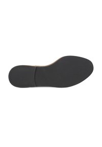 Suola nera di scarpa con superficie testurizzata, caratterizzata da una forma arrotondata e un bordo marrone. Progettata per offrire aderenza e stabilità.
